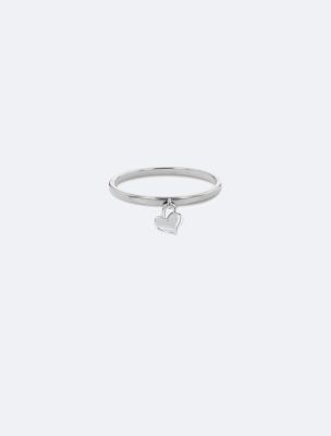 Minimal Heart Charm Bangle, Silver