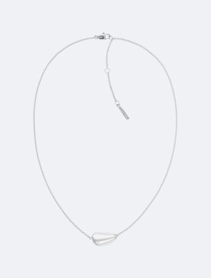 Drop Pendant Link Necklace, Silver