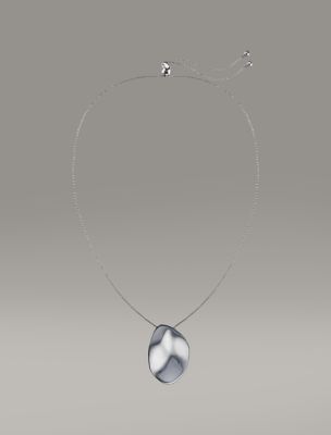 Round Asymmetric Pendant Chain Necklace, Silver
