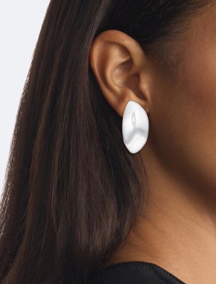 Round Asymmetric Earrings, Silver
