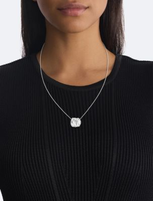 Organic Shape Pendant Necklace, Silver