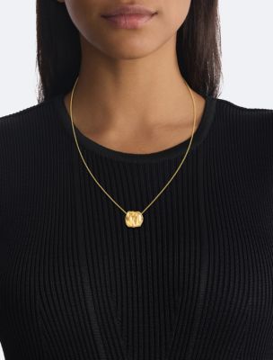 Organic Shape Pendant Necklace, Gold