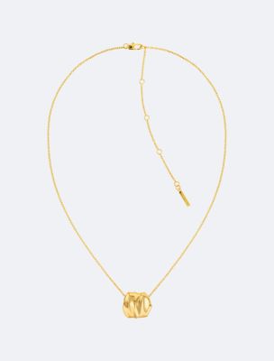 Organic Shape Pendant Necklace, Gold