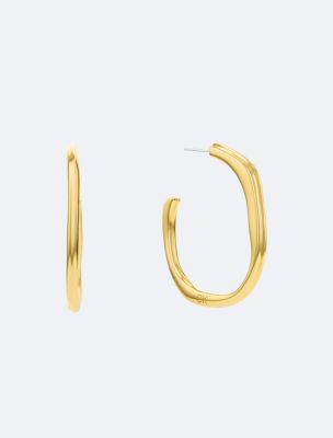 Organic Shape Hoop Earrings, Gold