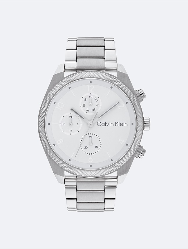  Calvin Klein Men's Multifunction Stainless Steel and Link  Bracelet Watch, Color: Silver (Model: 25200063) : Clothing, Shoes & Jewelry