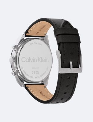 Leather Strap Chronograph Watch | Klein Calvin