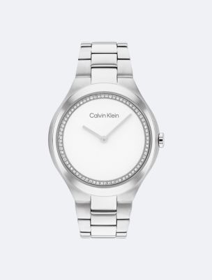 Calvin klein hot sale women's silver watch