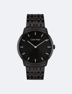 Mens Wristwatch CK CALVIN KLEIN EARTH K5Y31TB1 Leather Fabric Black SWISS  MADE - Golden Outlet