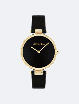 Minimal Leather Strap Watch, Black