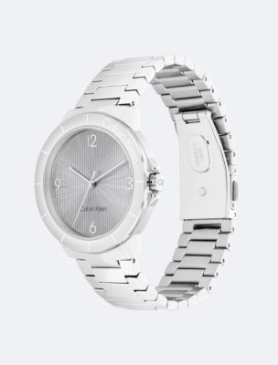 Linear Dial Link Bracelet Watch, Grey/Silver