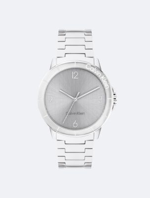 Linear Dial Link Bracelet Watch, Grey/Silver