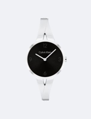 Tapered Bangle Watch, Black/Silver