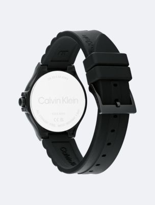 Textured Monogram Logo Dial Silicone Strap Watch | Calvin Klein