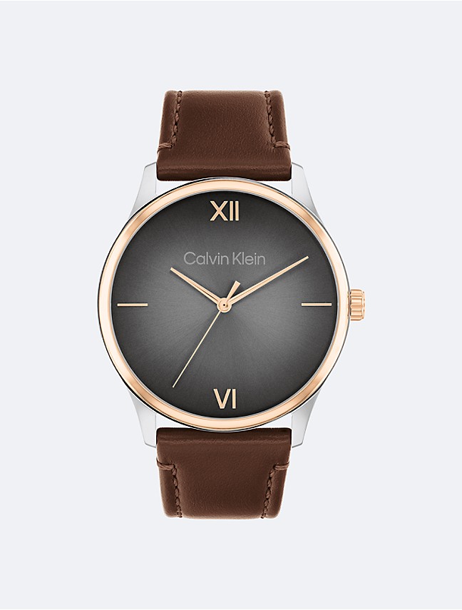 pomp Verdorde donderdag Leather Strap Chronograph Watch | Calvin Klein