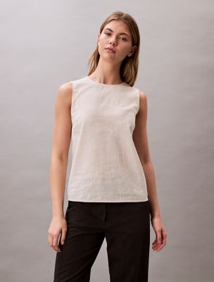 Linen Cotton Tank Top, Turtledove