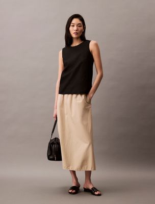 Linen Cotton Tank Top, Black