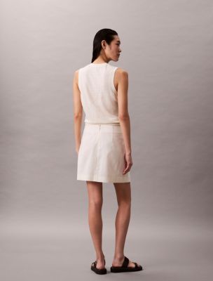 Женская юбка Calvin Klein Linen Cotton Blend Asymmetrical, цвет: Состаренный белый — фото 4