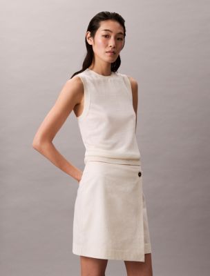 Женская юбка Calvin Klein Linen Cotton Blend Asymmetrical, цвет: Состаренный белый — фото 5