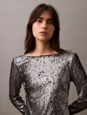 Calvin Klein Dresses | Sequin Midi Dress Calvin Klein | Color: Gray/Silver | Size: Xs | Daria_Di's Closet