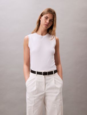 Liquid Cotton Muscle Tank, White