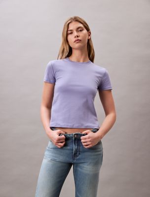 Liquid Cotton Crewneck Tee, Persian Violet