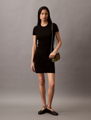 Tech Knit Short Sleeve Dress, Black Archroma