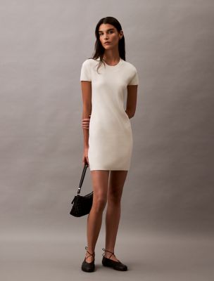 Tech Knit Mini Dress, Antique White