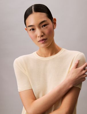 Viscose Short Sleeve Sweater , Buttercream
