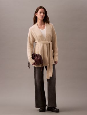 Brushed Wool Blend Cardigan, Peyote