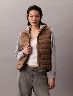 Nylon Puffer Vest, Shitake