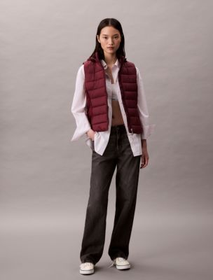Nylon Puffer Vest, Deep Rouge