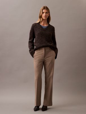 Refined Stretch Straight Trouser, Driftwood Melange