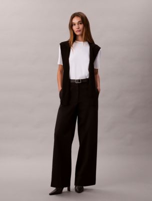 Wide Leg Chino Pants, Black
