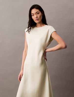calvin klein satin midi dress Crushed Satin Print Midi Dress
