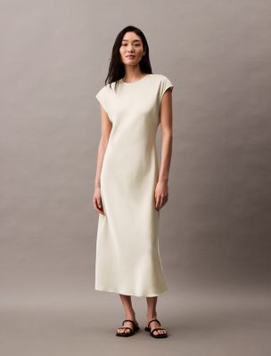 calvin klein satin midi dress Calvin Klein Collection Alba Duchesse-satin Midi Dress - Women - Sage green Dresses