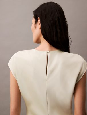 calvin klein satin sheath dress Matte Satin Midi Sheath Dress