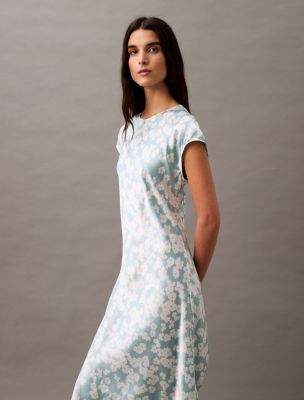 Crushed Satin Floral Sheath Dress | Calvin Klein USA