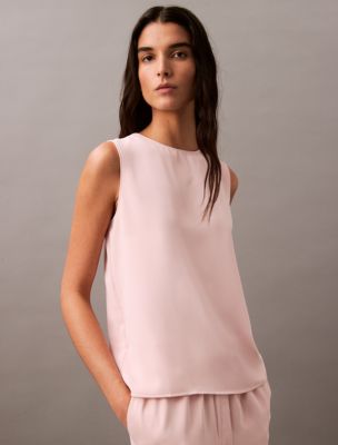 Solid Crewneck Shell Tank, Sepia Rose