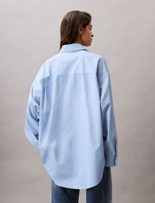 Женская рубашка Calvin Klein Viscose Blend Relaxed Button-Down, цвет: Лазурный — фото 5