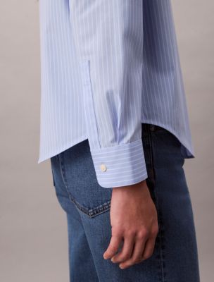 売れ筋商品|||カルバンクライン カットソー トップス レディース Women's Cotton Poplin Stretch Relaxed Button-Down Shirt Brilliant White Cotton Poplin Stretch Relaxed Button-Down Shirt | Calvin Klein