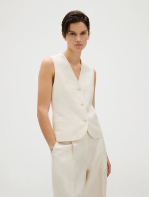 Linen Blend Vest, Tofu