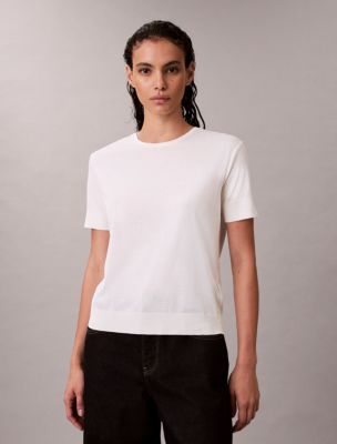 Cotton Silk Classic T-Shirt, Snow White
