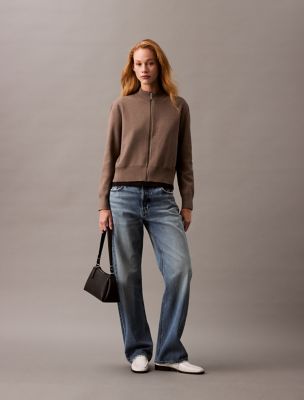 Tech Knit Bomber Jacket, Shitake Melange