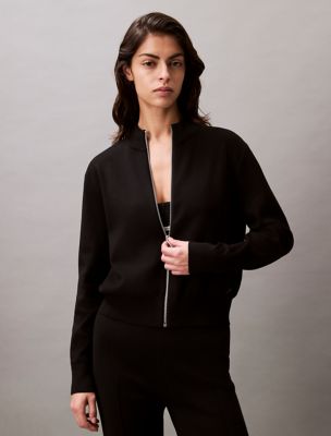 Tech Knit Bomber Jacket, Black