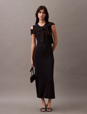 Viscose Ribbed Maxi Dress, Carbon