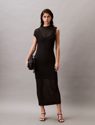 Sweater Stitch Midi Dress, Black