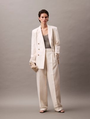 Relaxed Linen Blend Blazer, Tofu