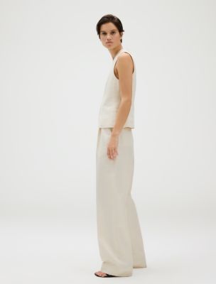 パンツ   STRUCTURED LINEN PLEATED PANT (LV044B623G YAS) Linen Blend Pleated Pants | Calvin Klein