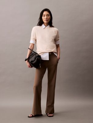 Ponte Flared Fit Pants, Shitake