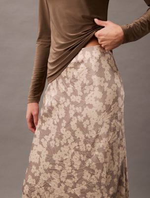 Женские юбки Calvin Klein Crushed Satin Print Midi Skirt — фото 2